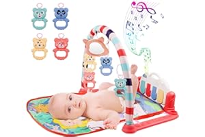 MOOKLIN ROAM Alfombra Piano Gimnasio para Bebés, Música Juegos de Pataditas Alfombra de Aprendizaje con Motivo de Animales, Sonidos y Accesorios, Juguete Regalos para Bebés Nacidos
