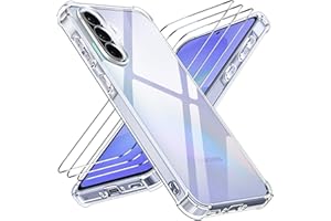 ivoler Anti-Jaunissement HD Clair Coque pour Samsung Galaxy A36 5G avec 3 Pièces Verre Trempé, [Protection Militaire] Transparente Étui de Protection Antichoc avec Coins Renforcés Mince Bumper Housse