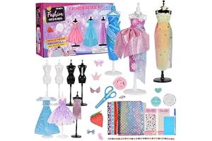 Aomig Fashion Designer Kit för flickor med 4 skyltdockor, 600+st Learn Toys Sykit för barn, Girl Doll Dress Kit, Leksaker Klädtillverkningssats för tonårsflickor Barn Födelsedagspresent Ålder 6-12+