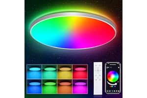 ‎OPPEARL OPPEARL Led Deckenlampe Dimmbar mit Fernbedienung, 24W 16 Millionen RGB Farbwechsel Smart led Deckenleuchte Steuerbar via App, 2400LM Deckenbeleuchtung Ø30CM Lampe für Wohnzimmer Schlafzimmer, Weiß