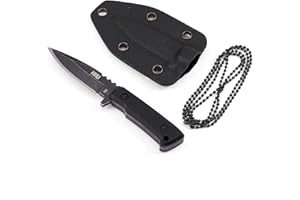 KHU Cuchillo de Cuello Cuchillo Hoja Fija Cuchillo Caza Cuchillo Supervivencia Cuchillo Camping Cuchillo Bushcraft - D2 Acero Mango de G10 - Outdoor Caza Camping Accesorios - Funda Kydex - 13A