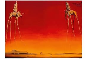 Närbild Salvador Dali-konsttryck Les Elephants (80 cm x 60 cm)