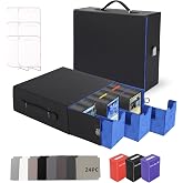 Heypappy Deck Box para 2400+ Capacidad,con 3 Cajas PP | Asa, 24 Separadores de Colores, 6 Separadores para Cartas, en Cuero P