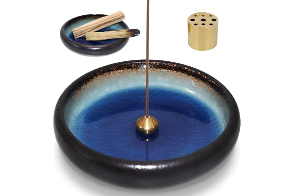 BEYLAB Japanska iskrickor rökelsehållare keramik, 3-i-1 rökelsebrännare för Palo Santo, salvia, pinnar spiralkoner, kladdskål