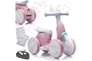 ITSLIFE Laufrad Elektrisch 6V ab 1-4 Jahre mit Seifenblasenmaschine für Jungen Mädchen, 4 in 1 Kinder Fahrrad für 12-48 Monate mit Musik, LED-Lichter, Geschenk für Geburtstag, Weihnachten, Rosa-weiß