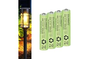 Soluminate Solar Light Batteries Size AAA (300mAh) Rechargeable NiMH 1.2V green cells for outdoor solar lights (4-Pack)
