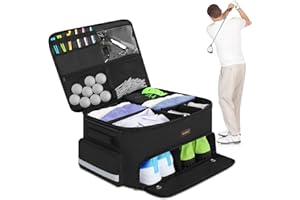 CYUREAY Golf-Kofferraum-Organizer für Auto, 2-lagiger Golf-Spind mit separatem belüftetem Schuhfach, Grauer Golf-Auto-Organizer für Golf-Zubehör, Golf-Auto-Aufbewahrung für Herren