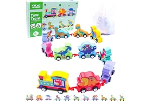Oqunene Dinosaur toys for boys grils age 2,Wooden Dinosaur Train Set,toddler toys age 1-2