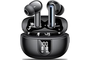 AOVOCE Wireless Earbuds,Wireless Earphones Bluetooth 5.3 in Ear with 4 Mic ENC Calls Noise Cancelling Wireless Headphones Mini LED Display HiFi Stereo 42H Playtime Bluetooth Earbuds Touch Control/IP6/Black