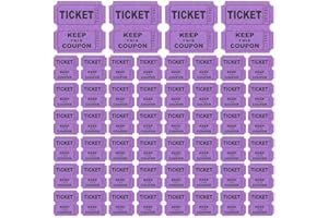 Awleynz 200 Pièces Ticket Tombola Numéroté Étiquette de Billet de Tombola, Billet de Classe, Billet de Tombola en Papier, Billet de Cinéma, Loterie, Couleur (Purple)