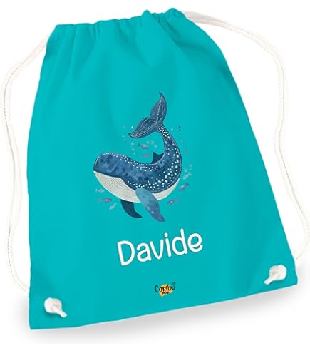 Minimutz Sacca Personalizzata Per Bambini Con Nome - Elefante E Palloncino - 12L, 37x46 Cm, 100% Cotone