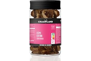 CHAMPILAND - Cèpes Extra Séchés - Champignons Sylvestres Sélectionnés, et Triés à la Main- Saveur Exceptionnelle - Champignons Riches en Protéines et source de fibres - Pot de 40 g