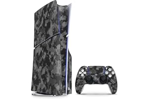 Skins4u Slim PS5 Skins Aufkleber für PlayStation 5 Konsole und Controller Skin Vinyl Skin Sticker PS5 Slim Disc Design Schutz Folie Shadow Camo grau