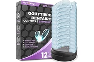 HONEYBULL Protège-Dents Anti-Bruxisme pour le Broyage intensif, Protège-Dents confortable et Personnalisable pour le Serrement des Dents la Nuit, Bruxisme, Pack de 12 - Épais
