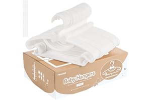 HOMEWIT Baby Hangers, 40 Pack Plastic Nursery Hangers Nonslip Ultra Thin White Baby Wardrobe Hangers with 3 Plastic Hanger Straps, Kids Coat Hangers for Baby and Toddler Clothes