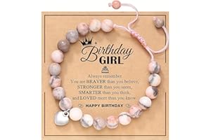 BENIFILE Girl Birthday Gift Bracelet, Pink Heart Zebra Jasper Bracelet, Sweet Message Card Best Teen Cute Christmas Graduation Charm Present, Birthday Valentines Day Gift for Granddaughter Old Niece