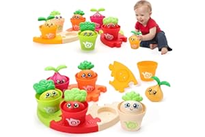 MOONTOY Giochi Montessori Bambini 6 9 12 Mesi 1-3 Anni, Vasi per Piante da 18 Pezzi e Set di Puzzle, Contare, Abbinare, Ordinare i Colori e Impilare i Giocattoli Giochini Regalo