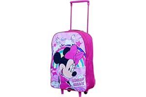 trolleys Valise cabine pour enfants avec roulettes et poignée télescopique – Idéal pour les pauses courtes, les vacances, les soirées pyjama et les voyages scolaires, minnie mouse, 43x29x14 cms, Sac à