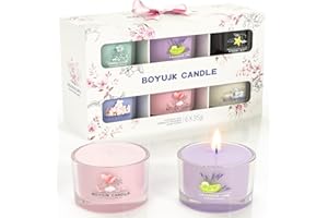 BOYUJK Candele Profumate Idee Regalo Donna | Set Candele Profumate per Sollievo L'ansia | 6 Candele Votive Profumate | Regalo Donna (Collezione di Regali Eleganti)