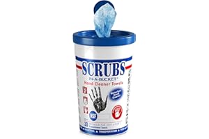 KRAFFT SCRUBS in a Bucket - 30 Lingettes de nettoyage des mains - Nettoyant pour les mains approuvé par le NSF - Le nettoyage parfait des mains - Utilisables partout et idéales en déplacement