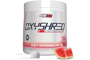 EHP LABS EHPlabs OxyShred Thermogenic Pre Workout Powder & Shredding Supplement - Clinically Proven Pre Workout Powder with L Glutamine & Acetyl L Carnitine, Energy Boost Drink - Juicy Watermelon, 60 Servings