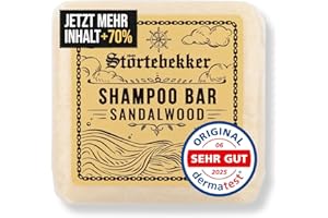 ‎STÖRTEBEKKER SHAVING ACCESSORIES Störtebekker® Premium Shampoo Bar Sandelholz - Festes Shampoo Herren & Damen - 3in1 Duschseife Männer für Haare, Kopfhaut & Bart - Feuchtigkeitsshampoo - vegan, handgefertigt - 100g