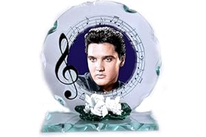 CELLINI Elvis Presley Photo 'Wonder of You' Cut Glass Round Frame Plaque Special Occasion Limited Edition
