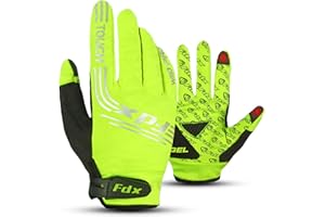 FDX Full Finger Winter Cycling Gloves, Breathable, Water Resistant, Windproof, Anti- Shocking Gel Padded Palms, Touchscreen, Anti-Slip Thermal Warm Men Women, Racing, MTB, Riding, Running, Hiking
