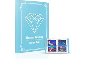 SupLetsico Diamond Painting Bilder Album, A3 Diamond Painting Mappe Mit 60 Klar Sichthüllen, Sichtbuch in A3 für Aufbewahrung Diamant Painting Malerei Bilder (Blau fasst 60 Blatt)