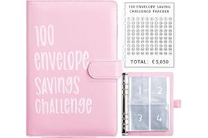 RDDDHUR Sparbuch für Geld 5000 Euro, 100 Umschläge Spar Challenge Buch, Budget Planner Deutsch, 100 Tage Geld Sparen Challenge, Spar 5050€ Budget Binder für Paare, Zuhause, Schule