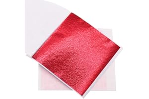 VGSEBA Imitation Gold Leaf Sheets, Red Gilding Foil Paper 100 Sheets 8x8.5cm Gold Leaf for Nail, Arts, Paintings, Crafts, Furniture Decoration