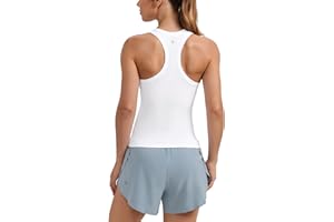 CRZ YOGA Women's Seamless Racerback Tank Tops Sport Sleeveless Breathable High Neck Camisole Top Workout Running Gym Shirts