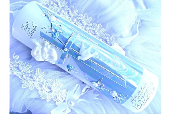 Cierge de baptême fille 250/70 mm VT DE 06 avec accessoires pour personnalisables