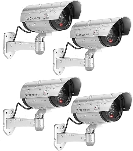 ELEAR Zwart Dummy Camera Nep Beveiligingscamera met Ledlicht Koepel Nepcamera Bewakingscamera Met Knipperend Licht Fake Camera voor Buiten Weerbestendige