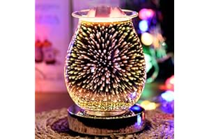 UNISOPH Glass Electric Wax Melt Burner, 3D Aroma Lamp Fireworks Effect with Touch Night Light, Oil Burner for Home Office Bedroom