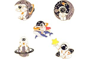 JJWNMLL 5 Pieces Planet pin badge Astronaut Brooch Explore Space Badge Pin Cartoon Enamel Pin Set for Clothes bags Jacket Decoration