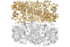 Chudian 200 Pezzi Ciondolo per Gioielli Fai da Te Pendenti Gioielli Creazione per Collana Orecchini,Portachiavi, Ciondoli Accessori per Gioielli(Oro Antico Argento)