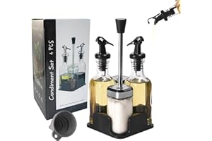 Miorkly set sel et poivre/distributeur d'huile et de vinaigre,2 bouteilles d'huile 160ML,2 pots à épices avec couvercle vissé en acier inoxydable 120ML,set de bouteilles de vinaigre et d'huile