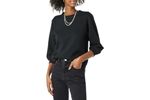 Amazon Essentials Felpa Girocollo in Tessuto French Terry con Dettaglio sulle Maniche Donna