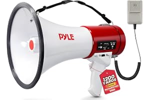 Pyle Megaphone 50-Watt Siren Bullhorn - Bullhorn Speaker w/Detachable Microphone, Portable Lightweight Strap & Rechargeable Battery - Professional Outdoor Voice for Police & Cheerleading - PMP57LIA