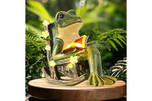 CLIUNT Solar LED Frog Garden Ornaments Outdoor, Waterproof Garden Frog Gifts for Women with Succulents and 7 LED Lights, Gardens Frogs Statue Decoration, Birthday Gifts for Mom Family