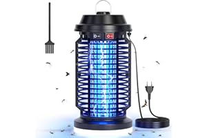 YISSVIC Elektryczna lampa owadobójcza 4200 V ze światłem LED, wodoszczelność IPX4, pułapka na komary UV, do użytku na zewnątrz i wewnątrz w ogrodzie