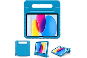ProCase Kids Case for iPad A16 11th Generation 2025/iPad 10th Generation 2022 with Pencil Holder, iPad 11/10 Case Shockproof Lightweight Cover with Stand Convertible Handle for Children -Blue