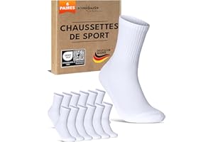 sockenkauf24 Chaussettes de Sport Homme Chaussettes de Tennis Lot de 6 Paires Crew Socks Respirantes et Renforcées