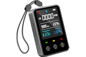 Gedsffati Detector Portátil de Monóxido de Carbono para Viajes Camping Coche, Alarma de Monóxido de Carbono (CO), Medidor de CO con Batería Recargable Incorporada, Gris, PT06-NEW