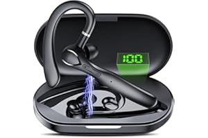 CASCHO Bluetooth Headset, Ladebox LED Anzeige,100 Std Spielzeit, Headset mit Mikrofon, Bluetooth V5.3 Headset mit Noise Cancelling Mikrofon, Freisprechanlage Bluetooth ohr für Autofahren/Büro/Geschäft