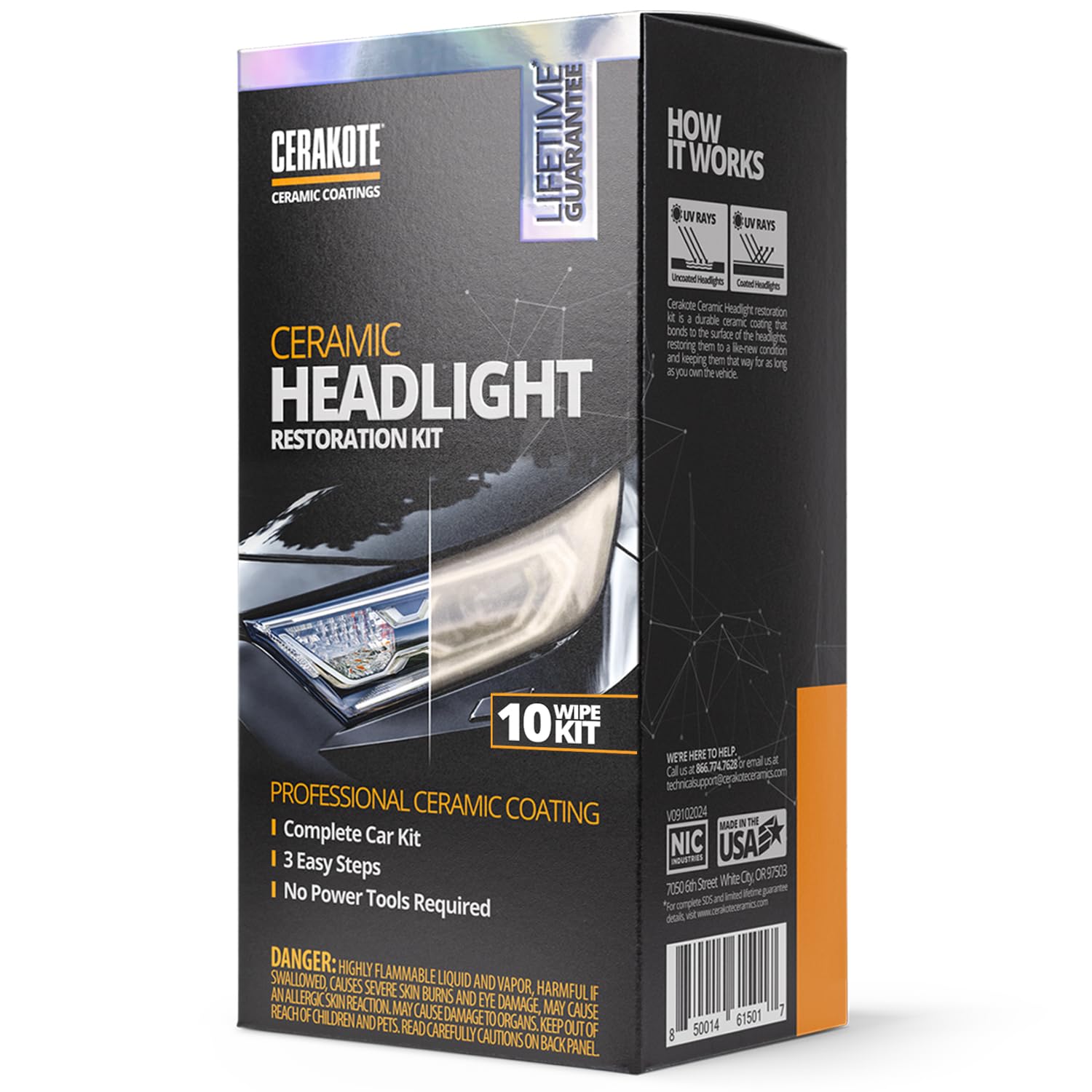 CERAKOTE Ceramic Headlight Restoration Kit Behandelingsset voor matte en blinde koplampen, professionele keramische coating, geen elektrisch gereedschap nodig, nummer 1 in de VS
