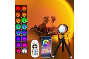 QUIGO Sunset Lamp Lámpara de proyector de luz con USB Color ajustable Rotación de 360° LED romántica Proyector Control de aplicación inteligente para fotografía Dormitorio Decoración de sala de estar