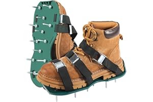 keilend Lawn Aerator Shoes Grass Spike Shoes for Lawn Aeration, Soil Aeration Shoes Grass Aerating Spike Sandals with Heavy Duty Buckle for Aerating Patio Garden Grass Lawn - One Size Fits All