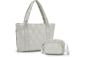 BOXSAM Handtasche Damen Shopper, Aesthetic Tote Bag Mit Kosmetiktasche Große Canvas Tasche Damen Laptoptasche Reisetasche für Büro Arbeit Schule Fitness Reisen und Freizeit,Grau